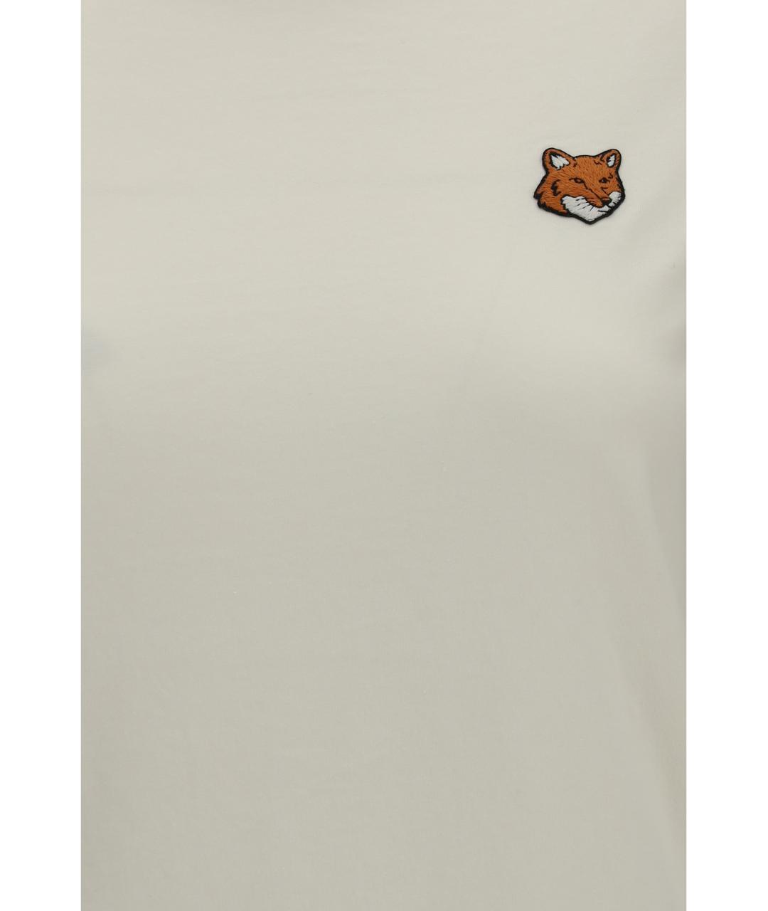 MAISON KITSUNE Бежевая хлопковая футболка, фото 3