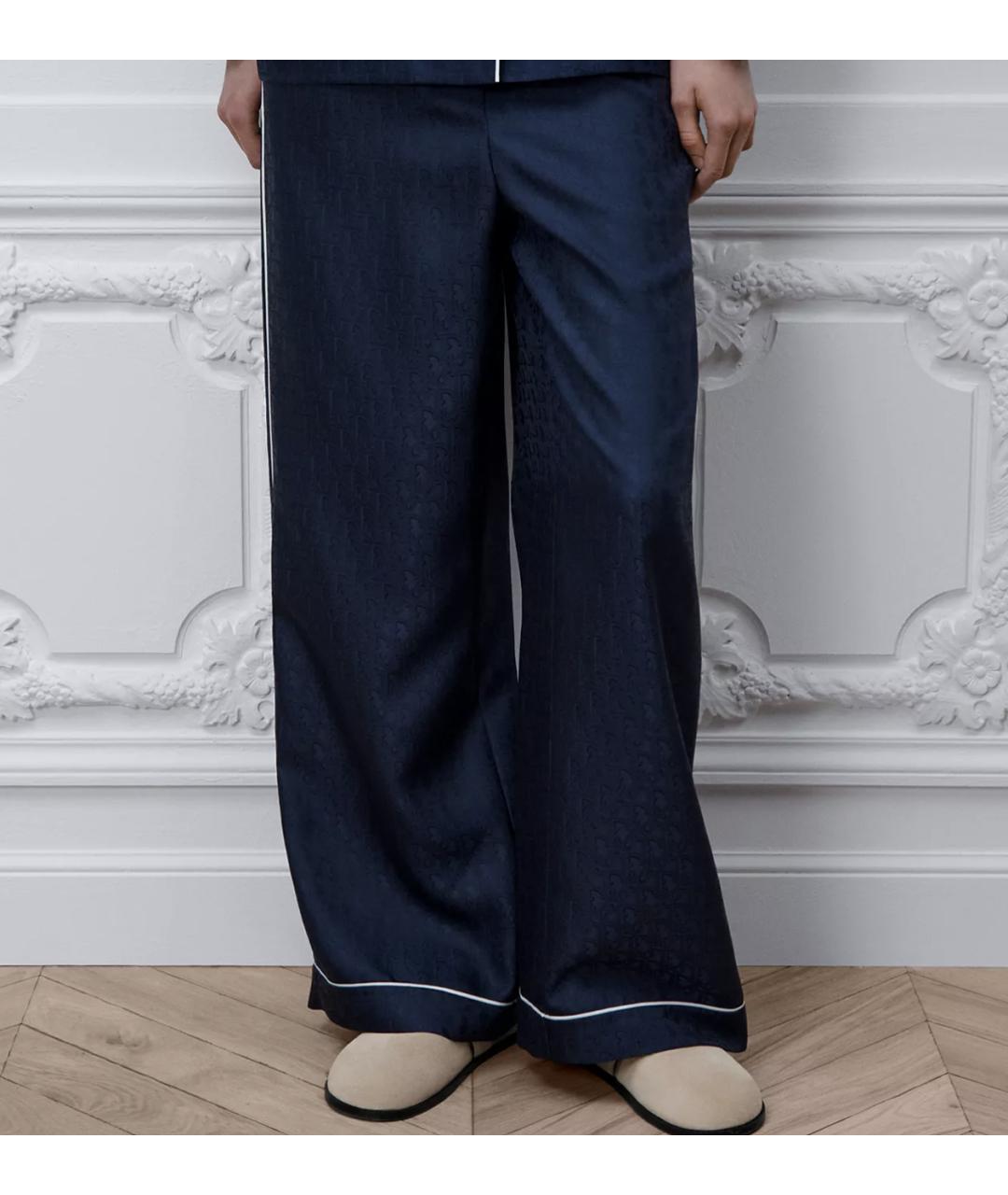 CHRISTIAN DIOR Синий шелковый костюм с брюками, фото 5