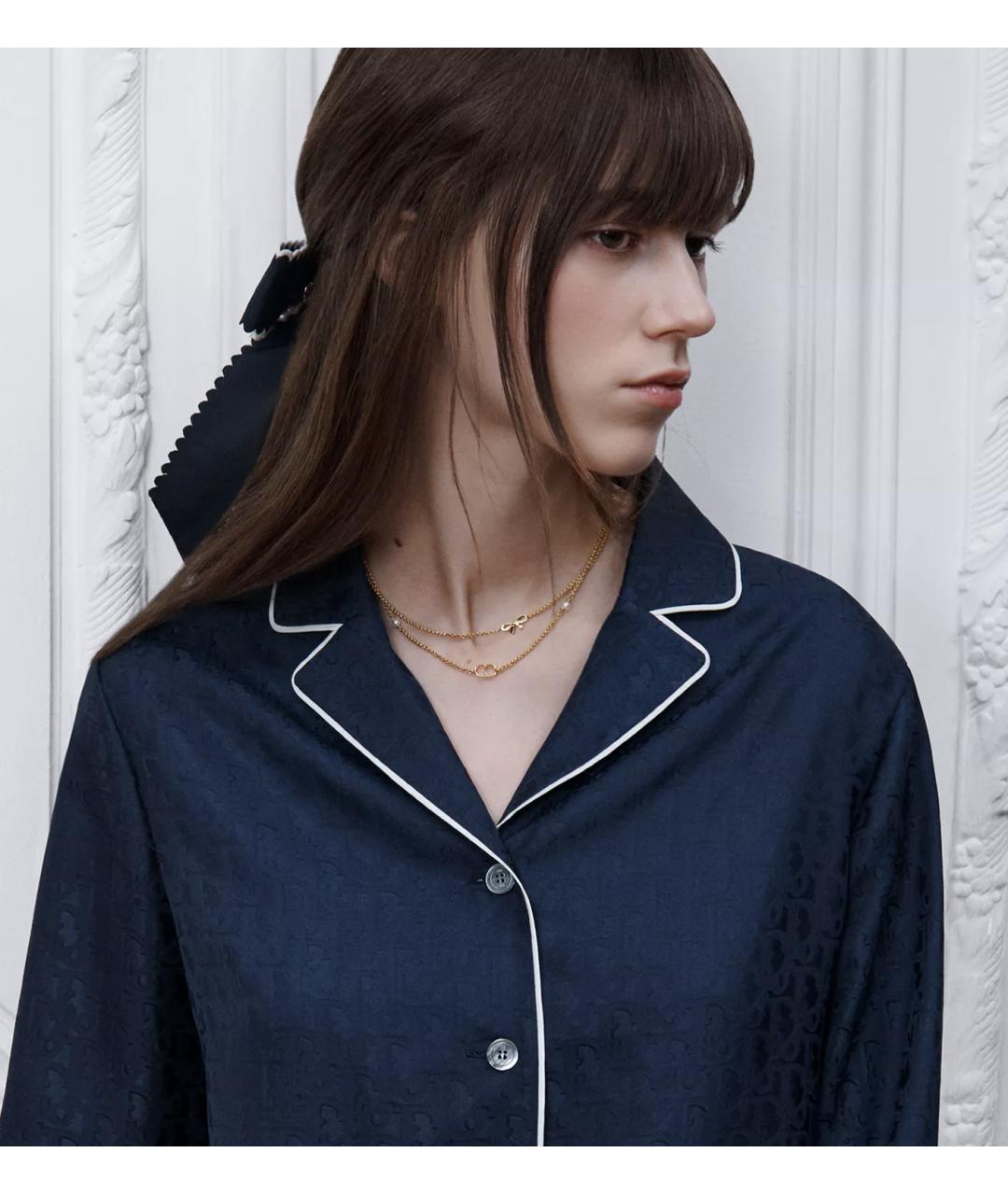 CHRISTIAN DIOR Синий шелковый костюм с брюками, фото 4