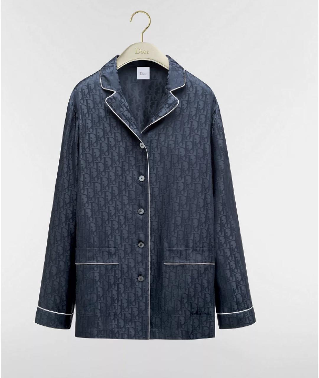 CHRISTIAN DIOR Синий шелковый костюм с брюками, фото 6