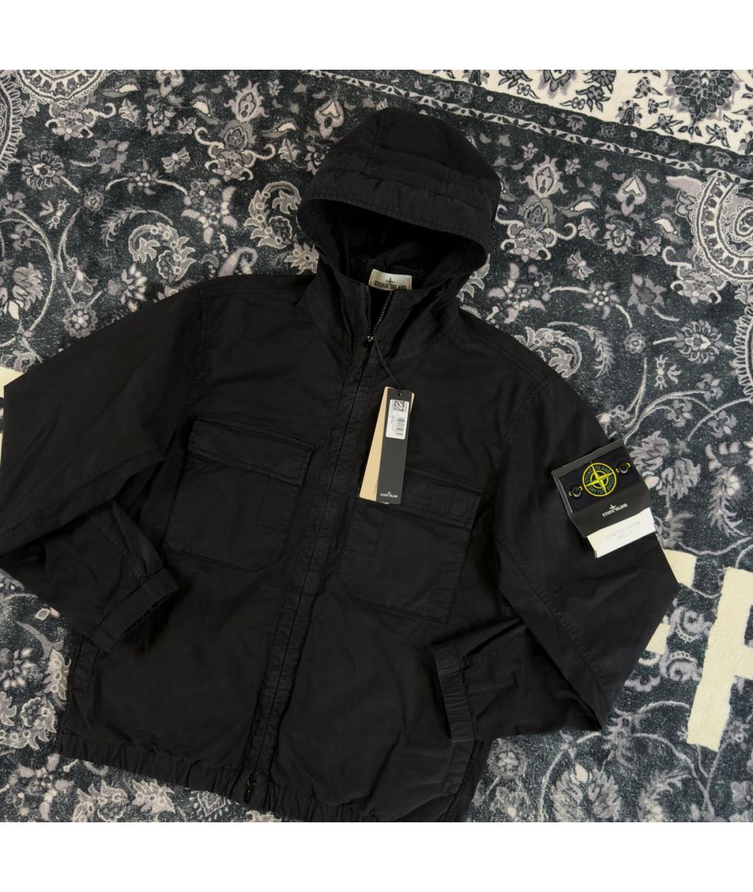 STONE ISLAND Черная хлопковая куртка, фото 2