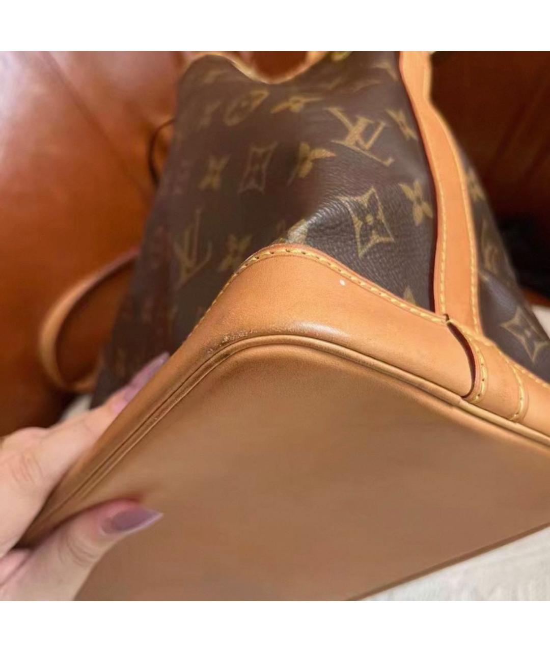 LOUIS VUITTON Коричневая кожаная сумка тоут, фото 7