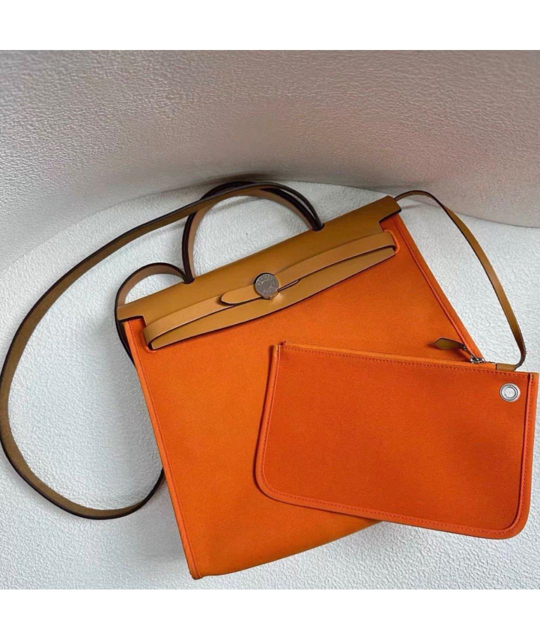HERMES Оранжевая кожаная сумка тоут, фото 2