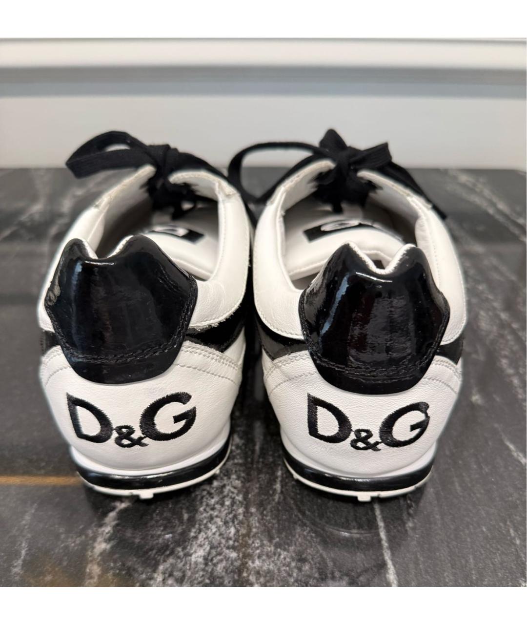 DOLCE&GABBANA Белые кожаные низкие кроссовки / кеды, фото 4