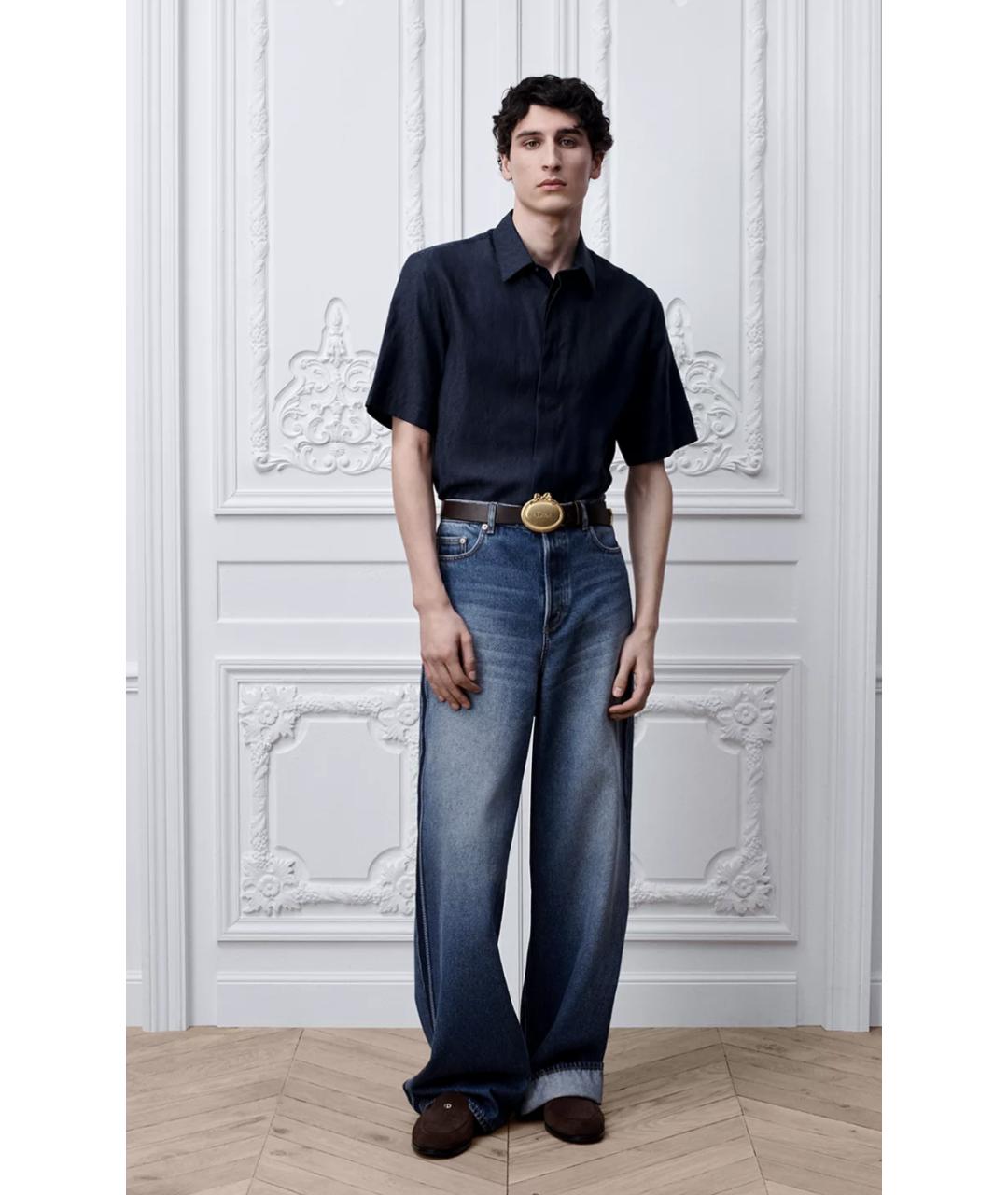 CHRISTIAN DIOR Синяя хлопко-шелковая кэжуал рубашка, фото 2