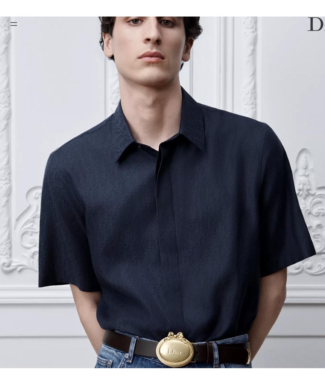 CHRISTIAN DIOR Синяя хлопко-шелковая кэжуал рубашка, фото 5
