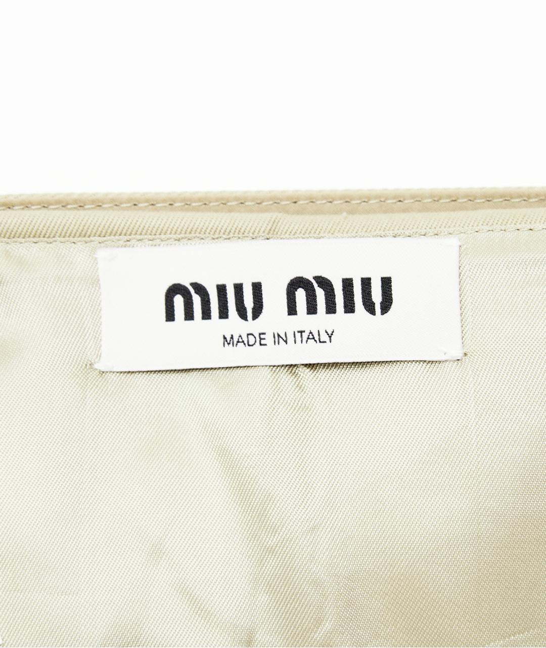 MIU MIU Бежевая хлопковая юбка мини, фото 4