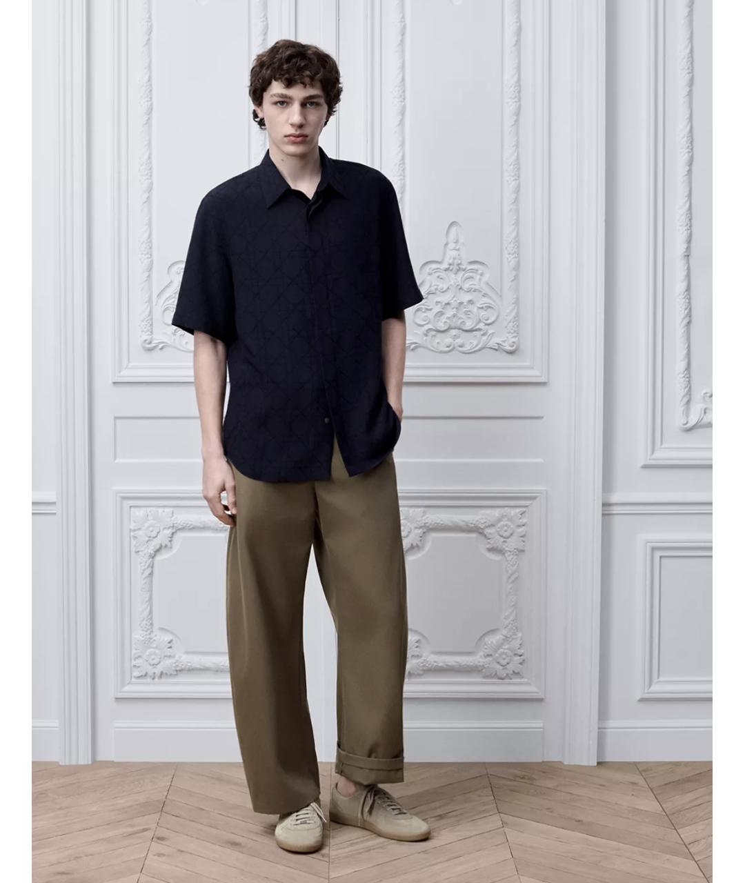 CHRISTIAN DIOR Темно-синяя шелковая кэжуал рубашка, фото 2