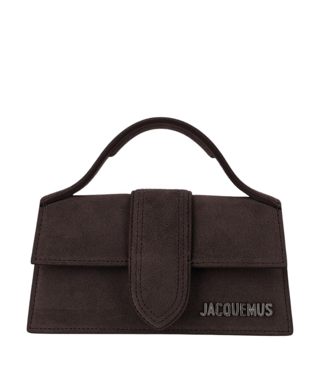 JACQUEMUS Коричневая кожаная сумка с короткими ручками, фото 1