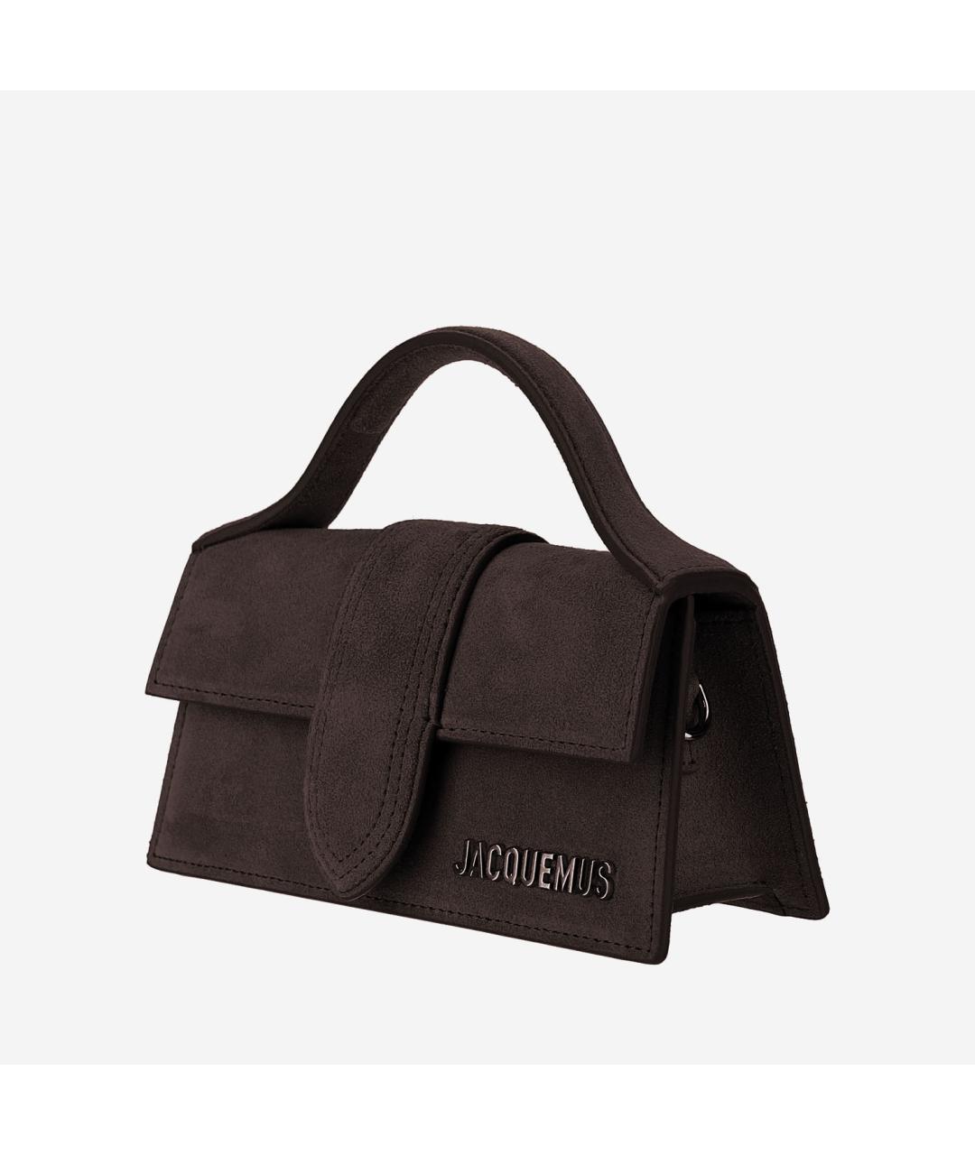 JACQUEMUS Коричневая кожаная сумка с короткими ручками, фото 2