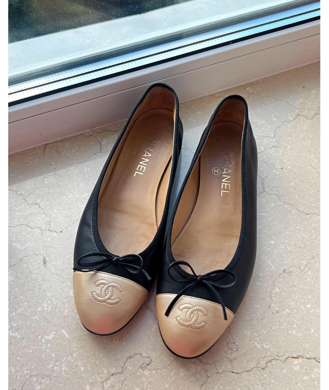CHANEL Черные кожаные балетки, фото 5