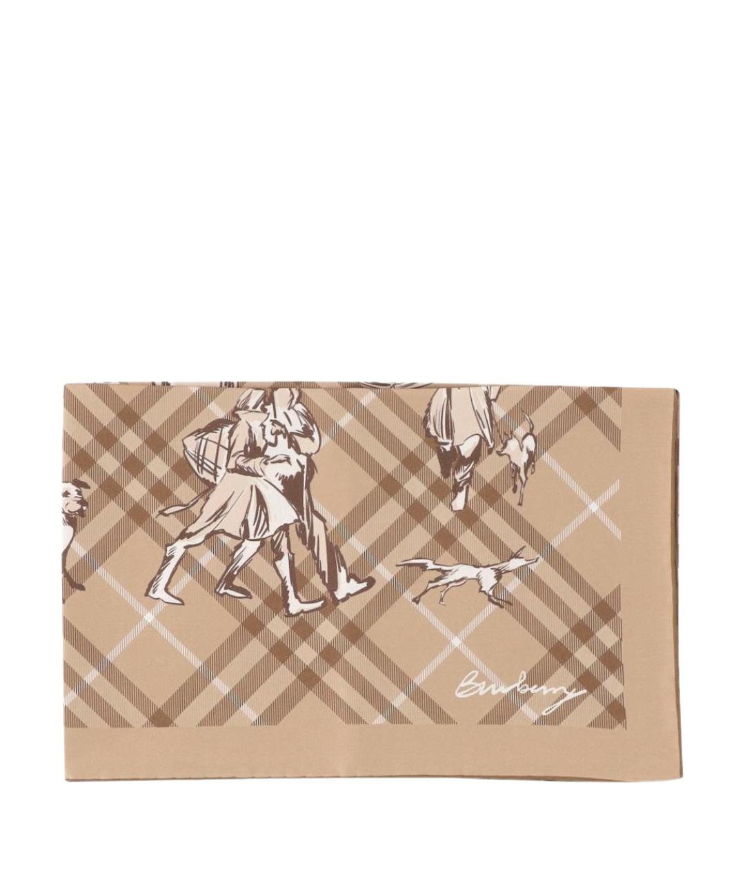 BURBERRY Бежевый шелковый шарф, фото 1