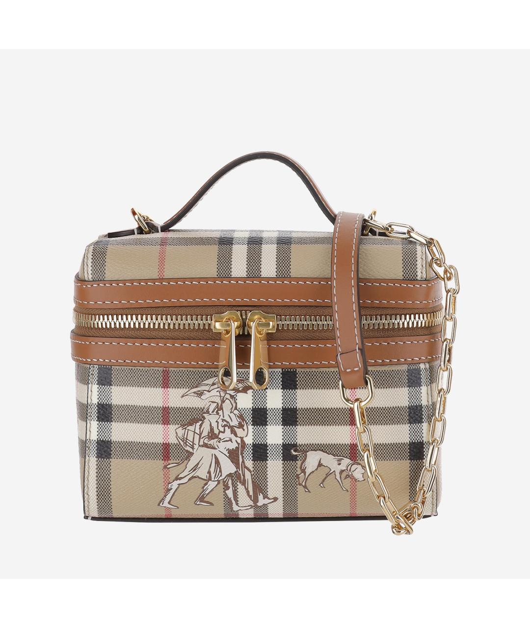 BURBERRY Бежевая сумка через плечо из канвы, фото 5