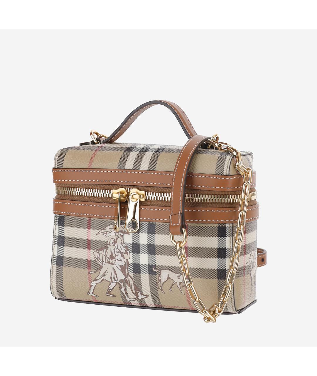 BURBERRY Бежевая сумка через плечо из канвы, фото 2