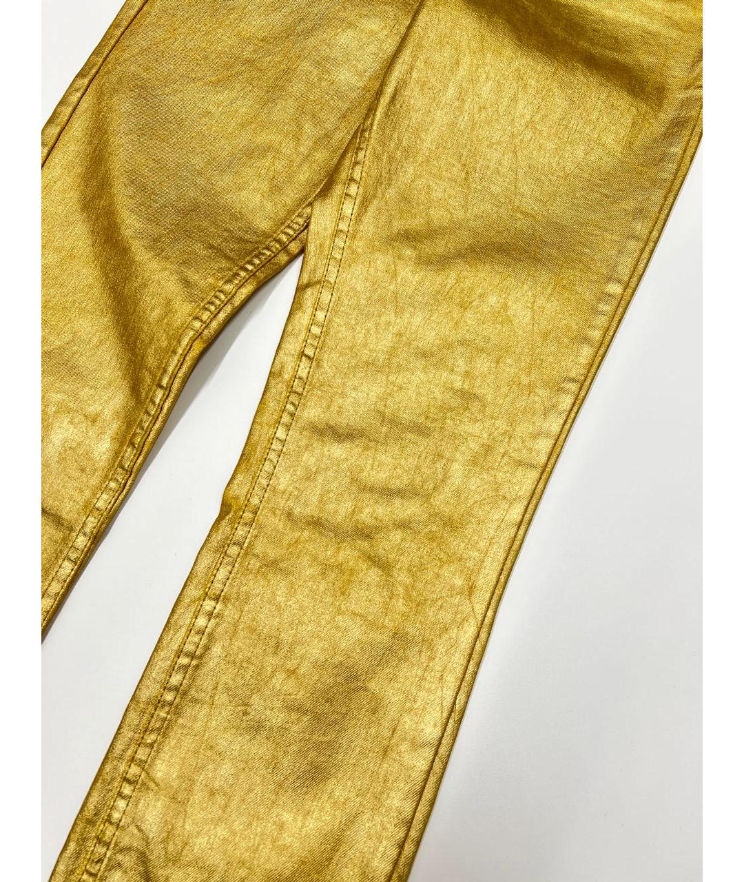 ISABEL MARANT ETOILE Золотые хлопко-эластановые джинсы слим, фото 4