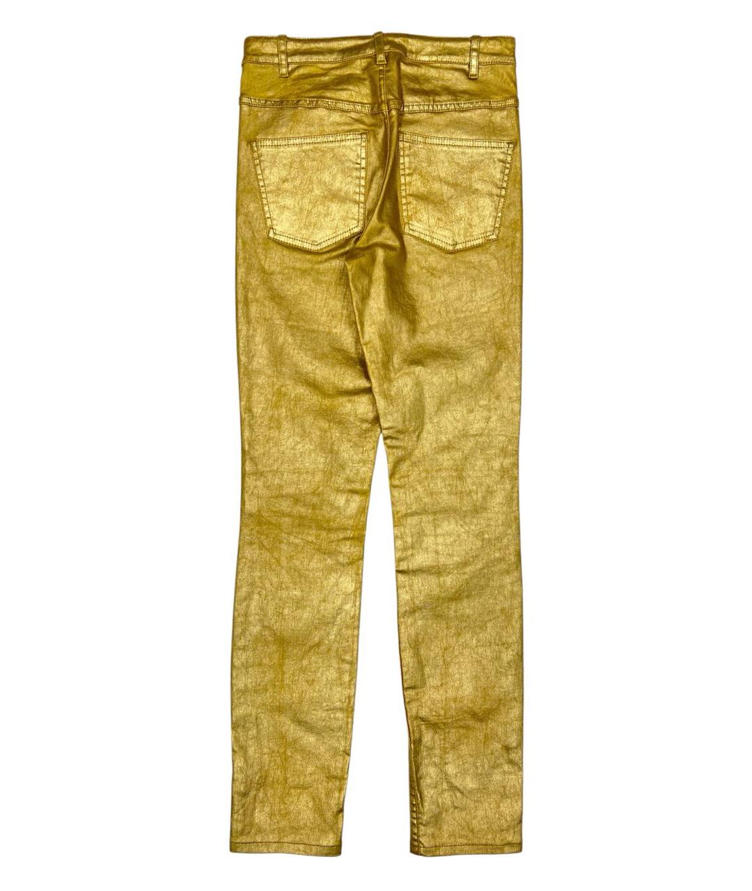 ISABEL MARANT ETOILE Золотые хлопко-эластановые джинсы слим, фото 2