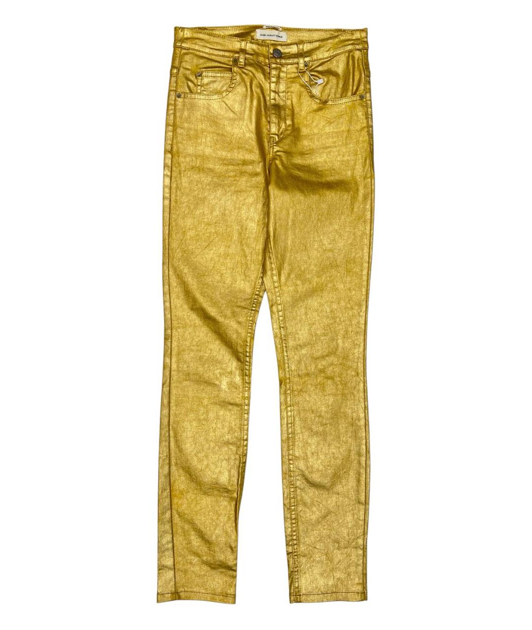 ISABEL MARANT ETOILE Золотые хлопко-эластановые джинсы слим, фото 6