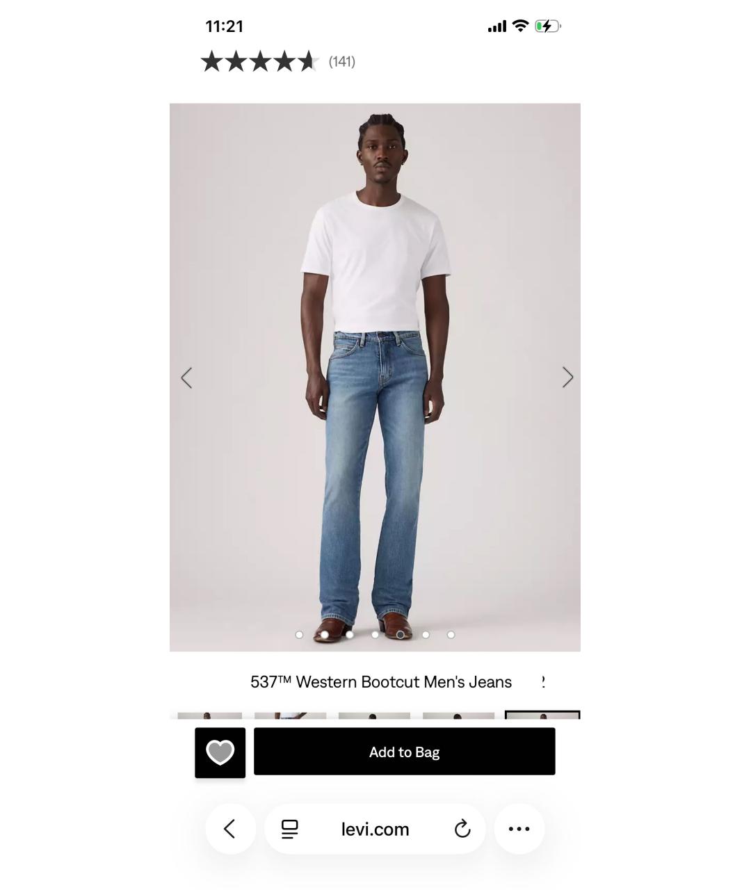 LEVI'S Синие хлопко-эластановые прямые джинсы, фото 5