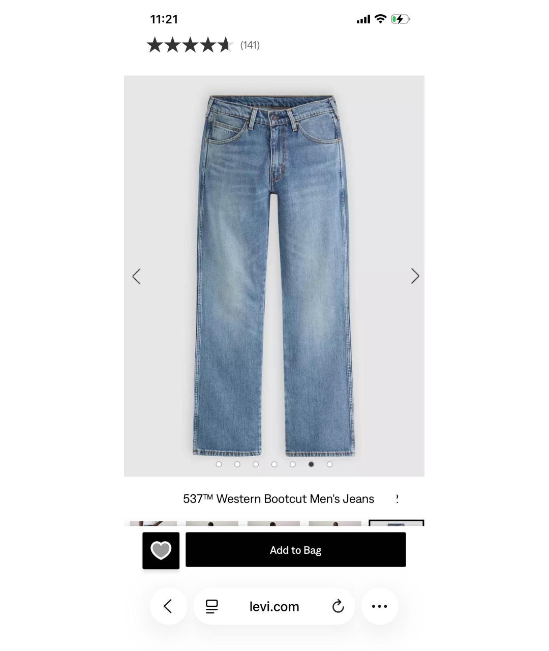 LEVI'S Синие хлопко-эластановые прямые джинсы, фото 6