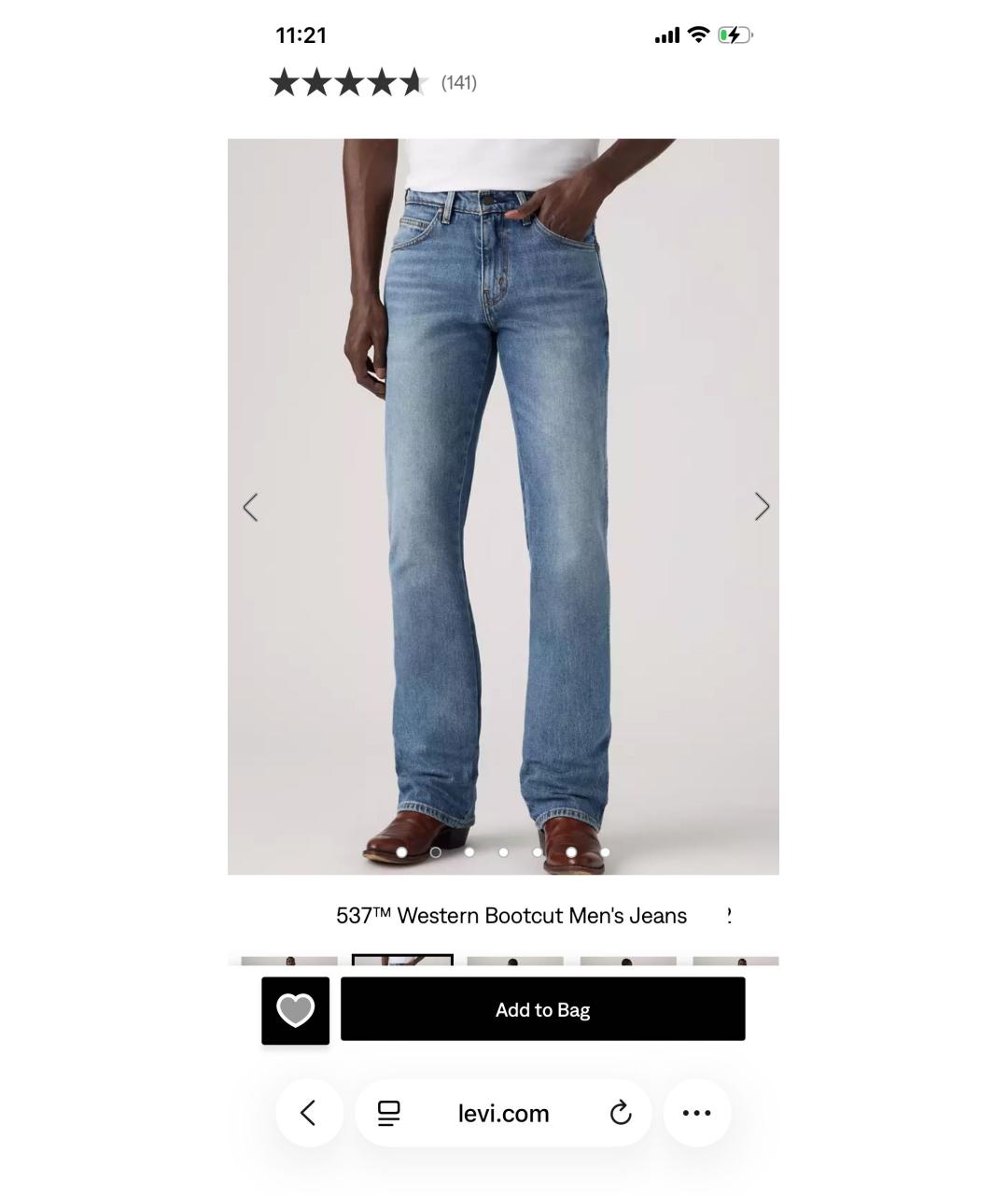 LEVI'S Синие хлопко-эластановые прямые джинсы, фото 2