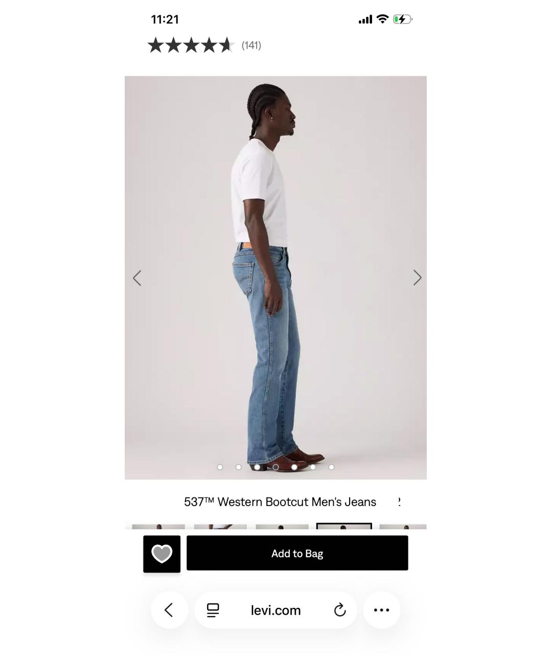 LEVI'S Синие хлопко-эластановые прямые джинсы, фото 4