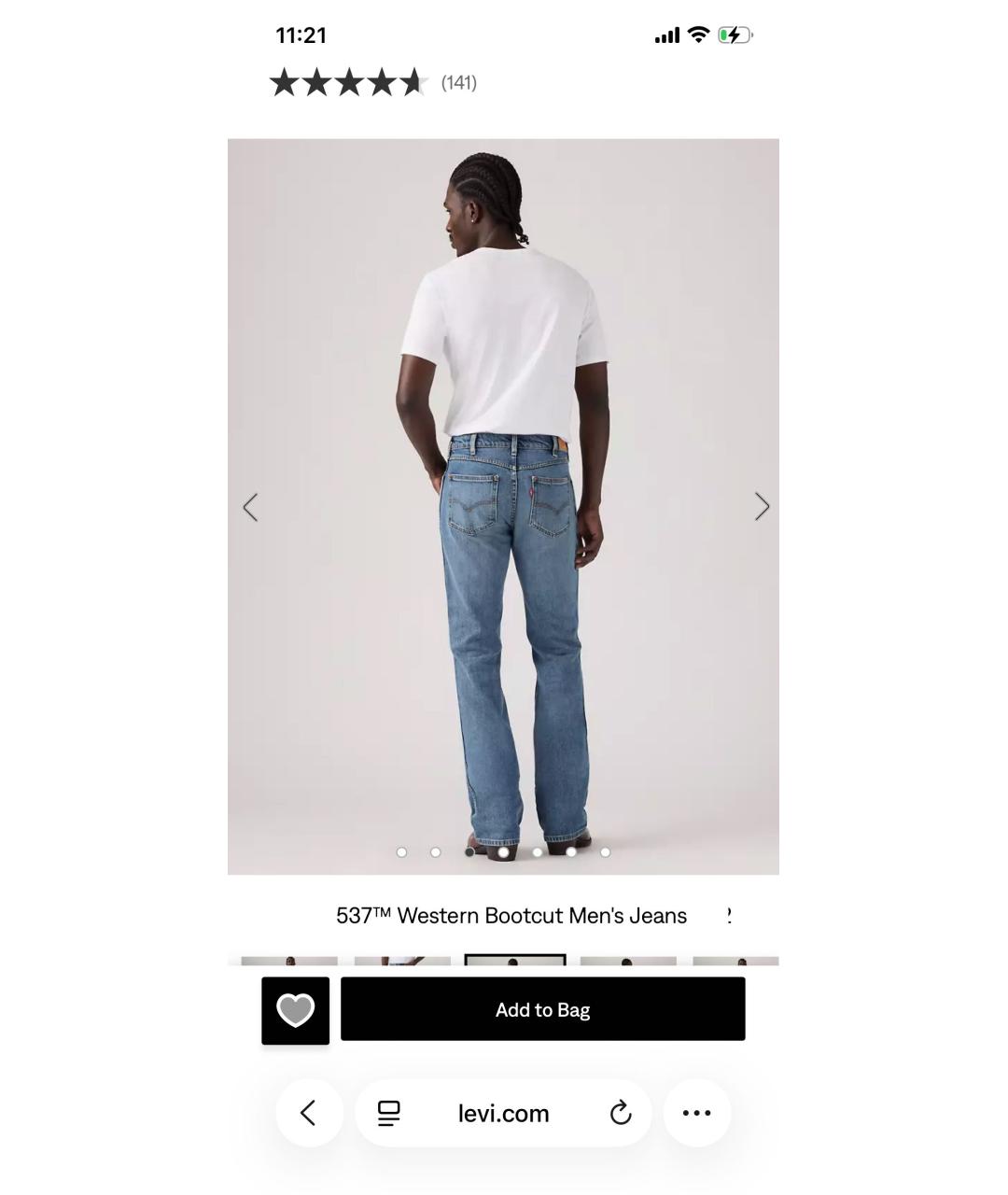 LEVI'S Синие хлопко-эластановые прямые джинсы, фото 3