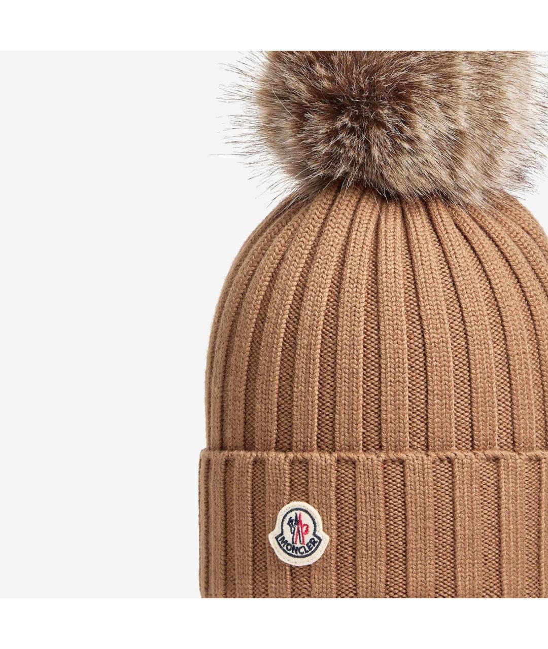 MONCLER Бежевая синтетическая шапка, фото 3