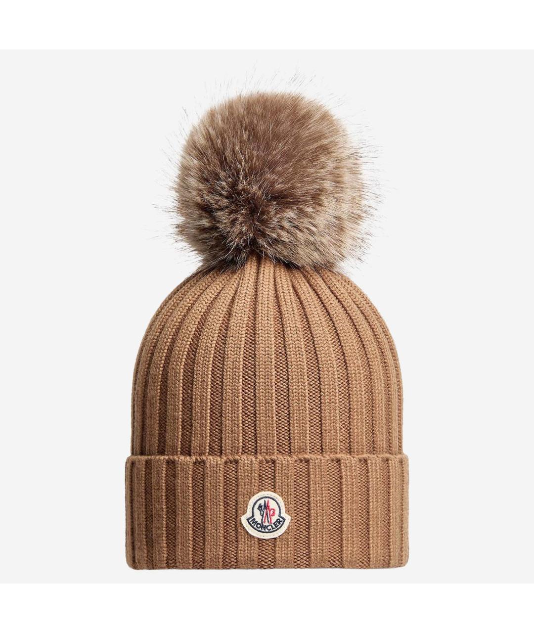 MONCLER Бежевая синтетическая шапка, фото 4