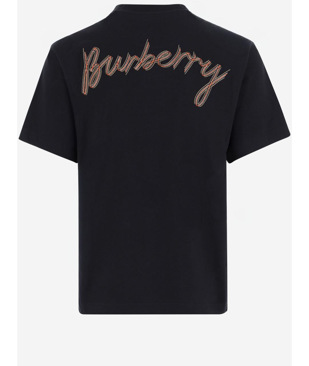 BURBERRY Черная хлопковая футболка, фото 2
