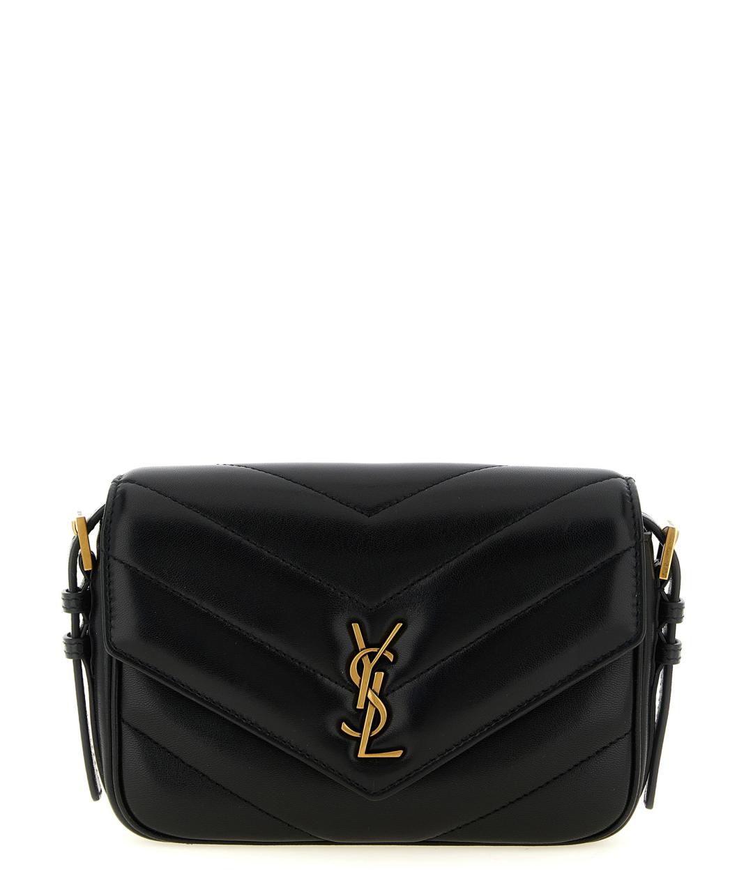 SAINT LAURENT Черная кожаная сумка через плечо, фото 1