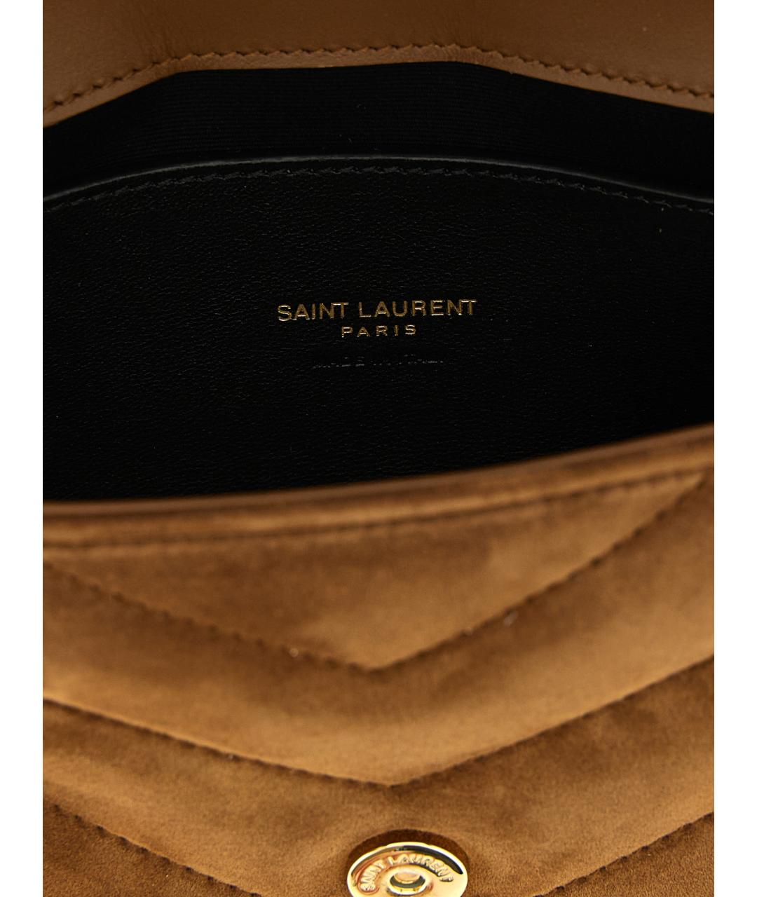 SAINT LAURENT Коричневая замшевая сумка через плечо, фото 4