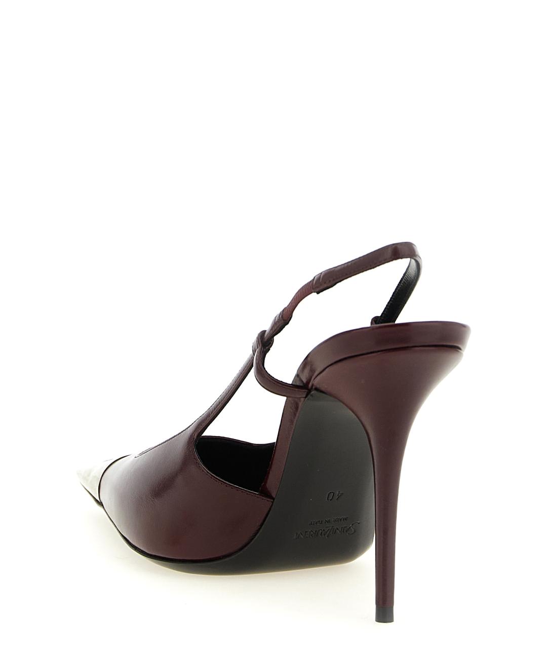 SAINT LAURENT Бордовые кожаные туфли, фото 3
