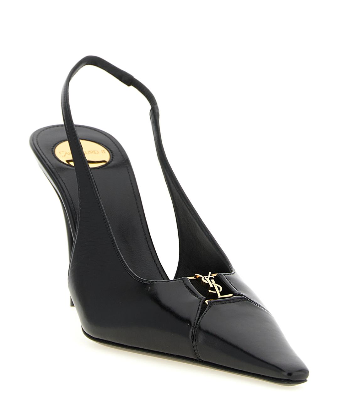 SAINT LAURENT Черные кожаные туфли, фото 2