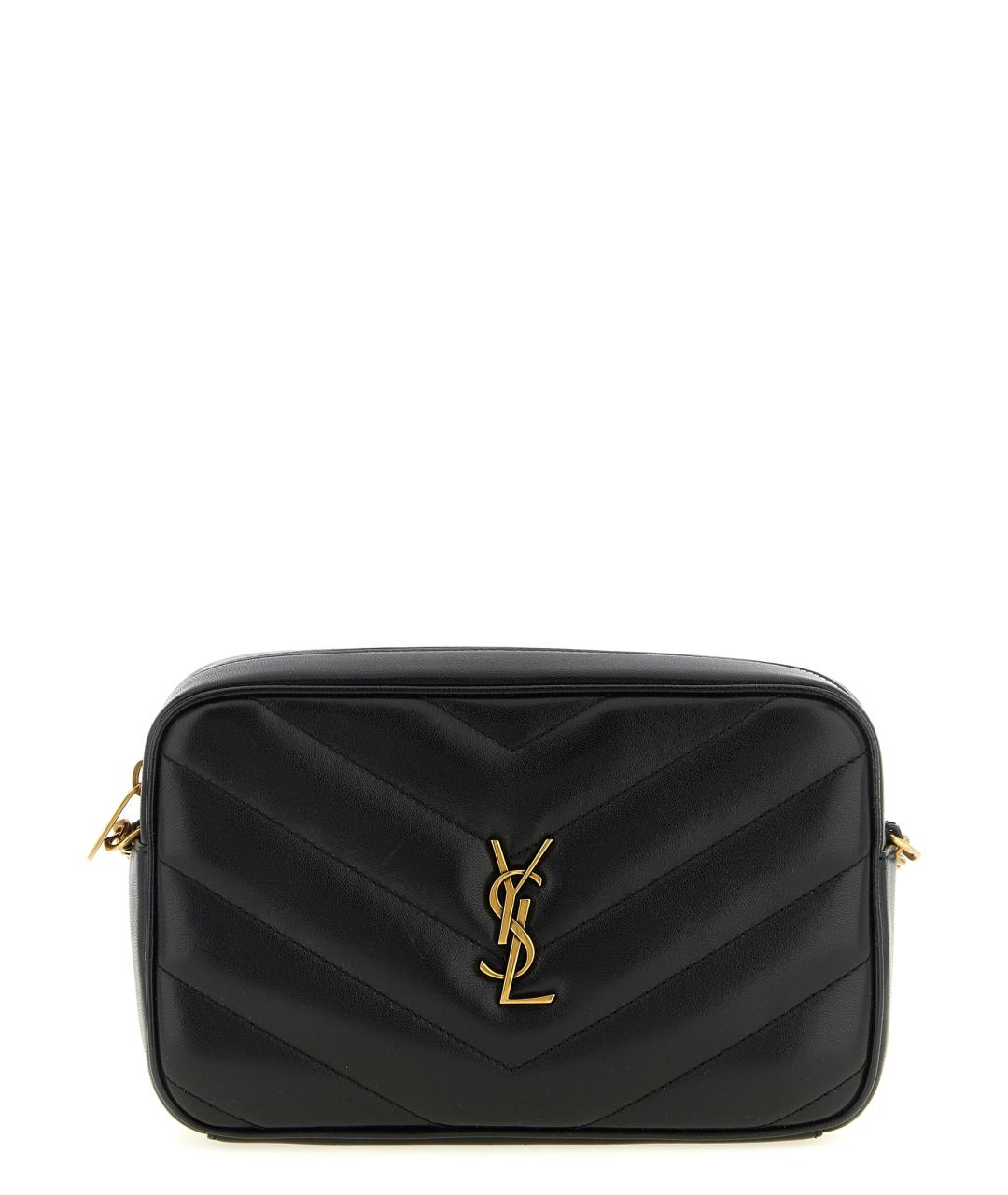 SAINT LAURENT Черная кожаная сумка через плечо, фото 1