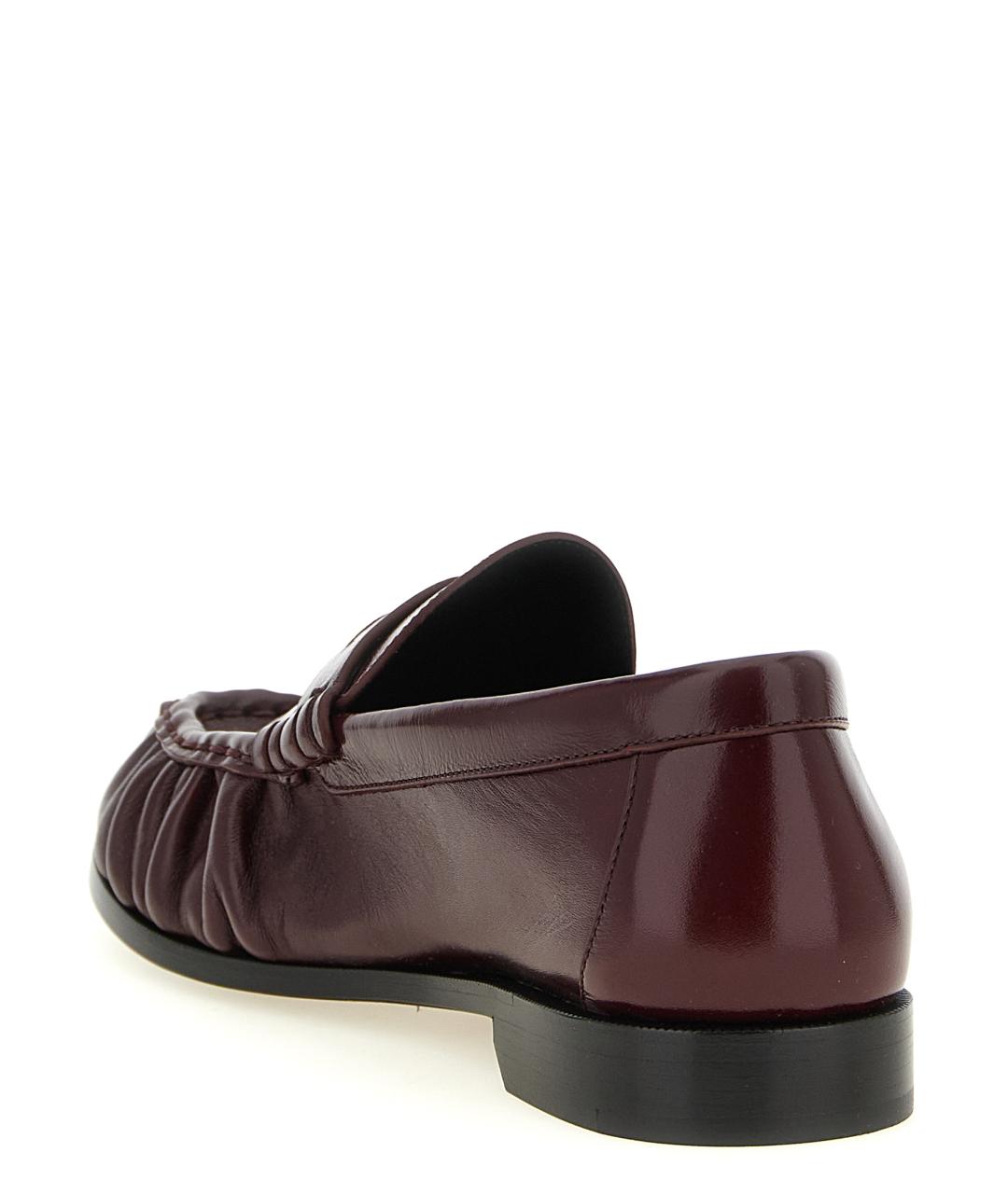 SAINT LAURENT Бордовые кожаные лоферы, фото 4