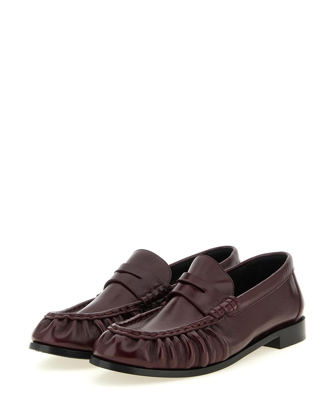 SAINT LAURENT Бордовые кожаные лоферы, фото 2