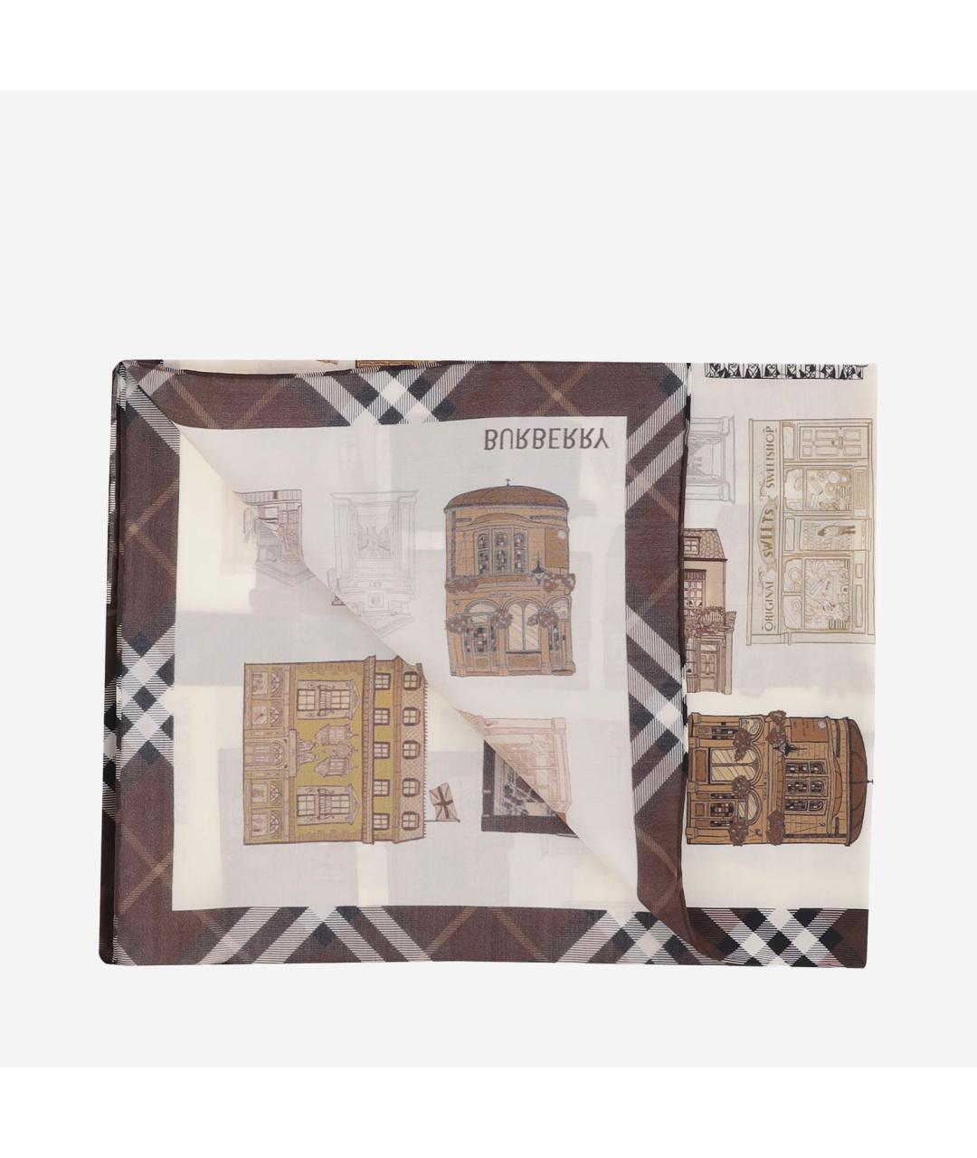 BURBERRY Бежевый шелковый шарф, фото 3