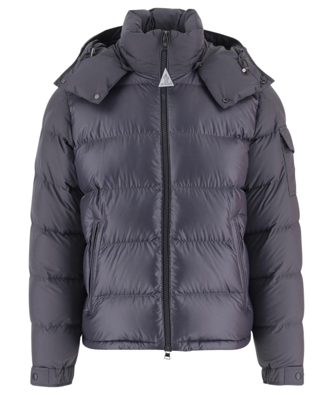 MONCLER Серый полиэстеровый пуховик, фото 1