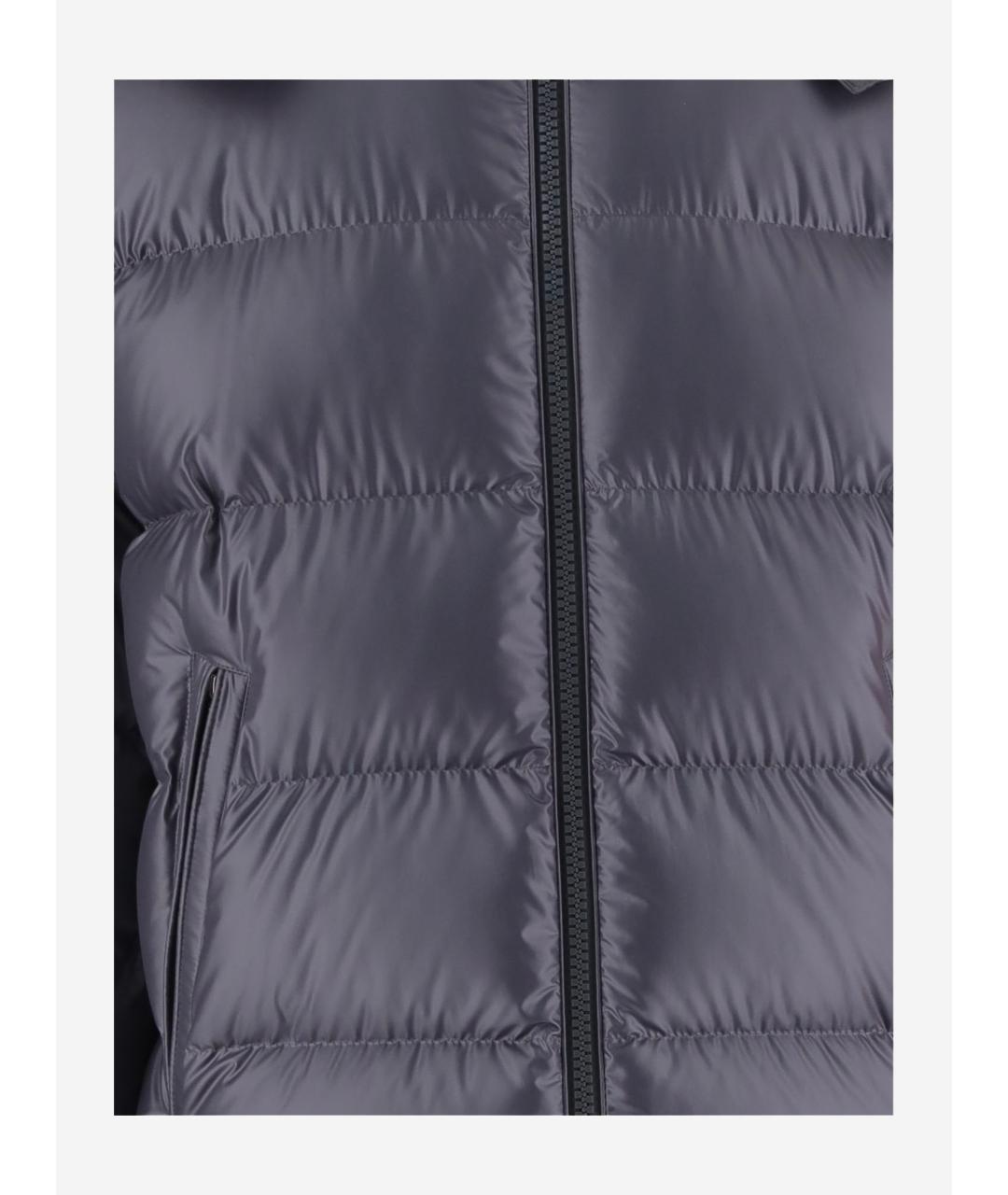 MONCLER Серый полиэстеровый пуховик, фото 3