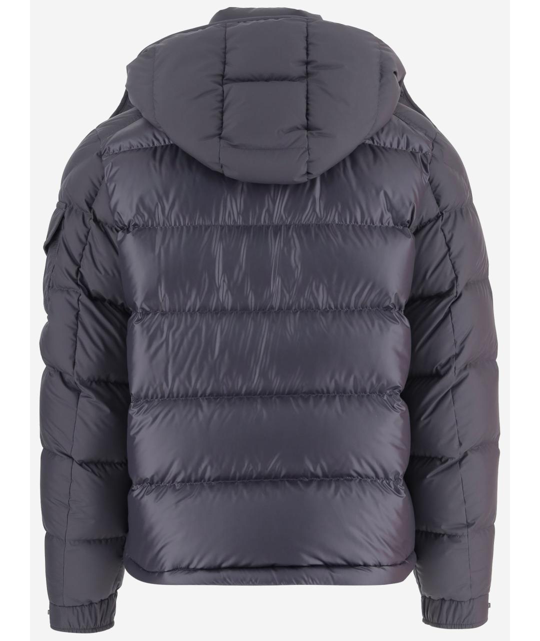 MONCLER Серый полиэстеровый пуховик, фото 2