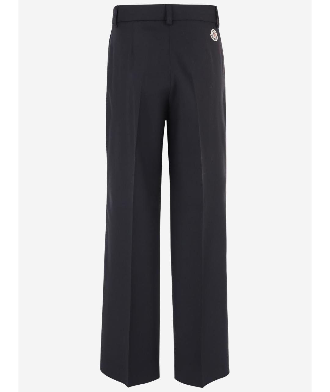MONCLER Черные шерстяные прямые брюки, фото 2
