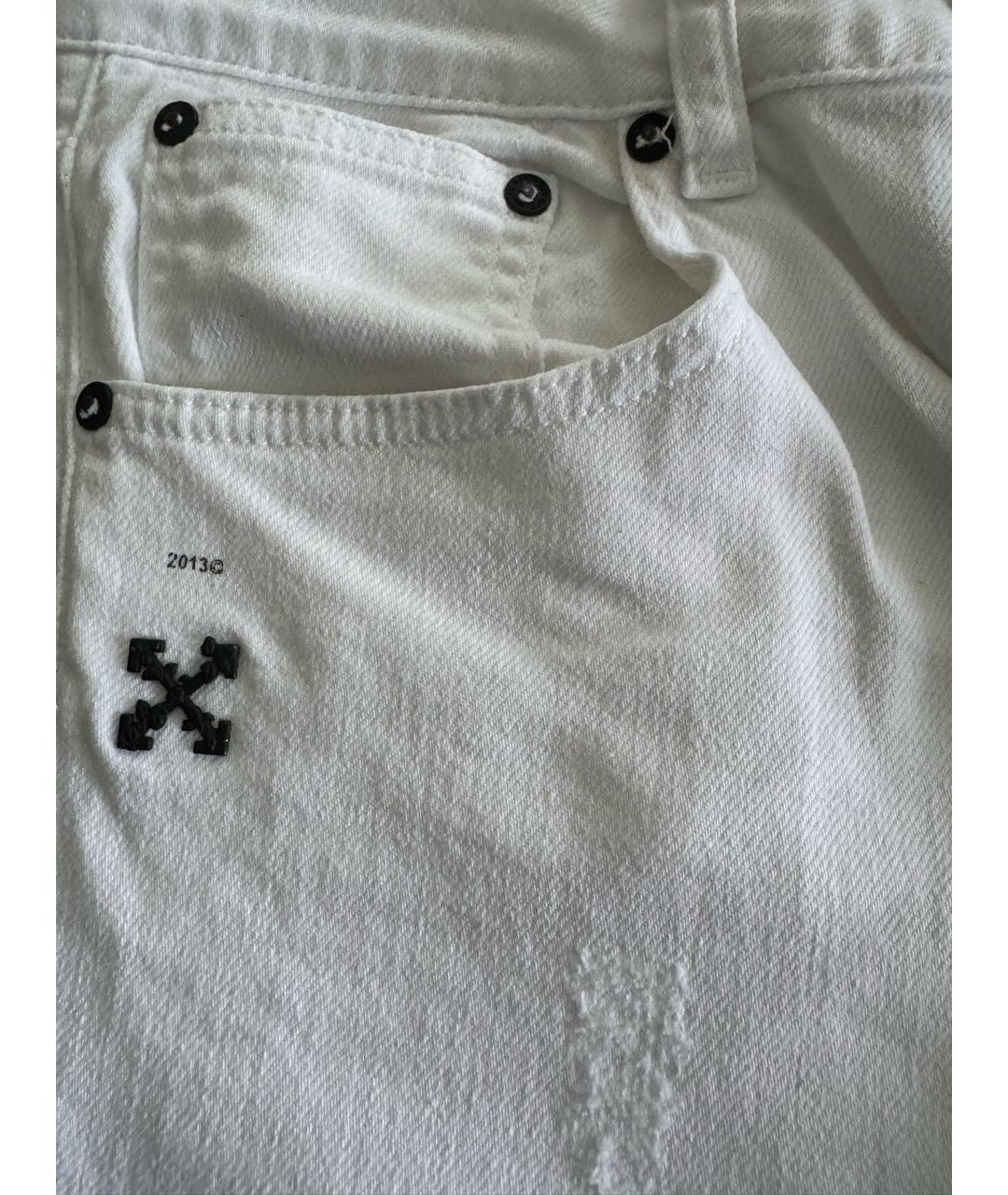 OFF-WHITE Белые хлопковые прямые брюки, фото 3