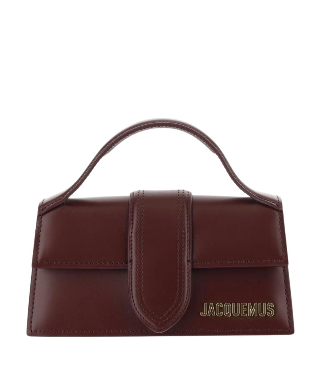 JACQUEMUS Бордовая кожаная сумка с короткими ручками, фото 1