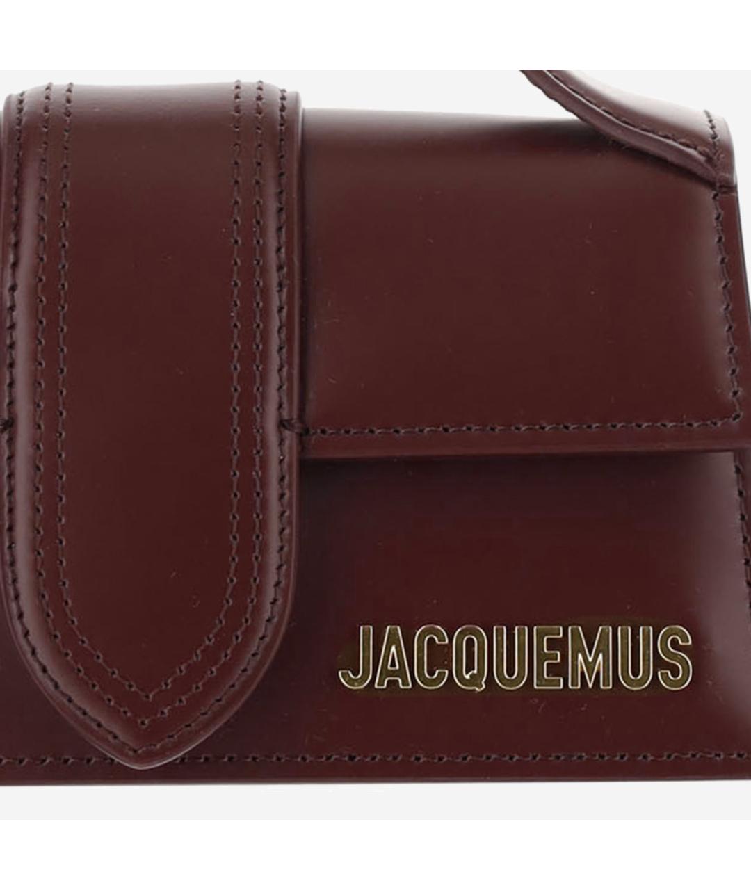 JACQUEMUS Бордовая кожаная сумка с короткими ручками, фото 5