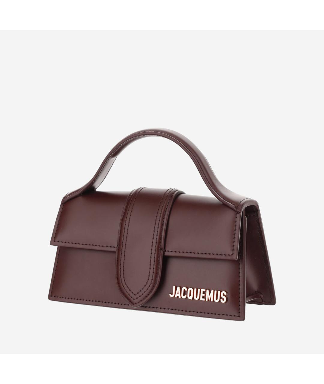 JACQUEMUS Бордовая кожаная сумка с короткими ручками, фото 2