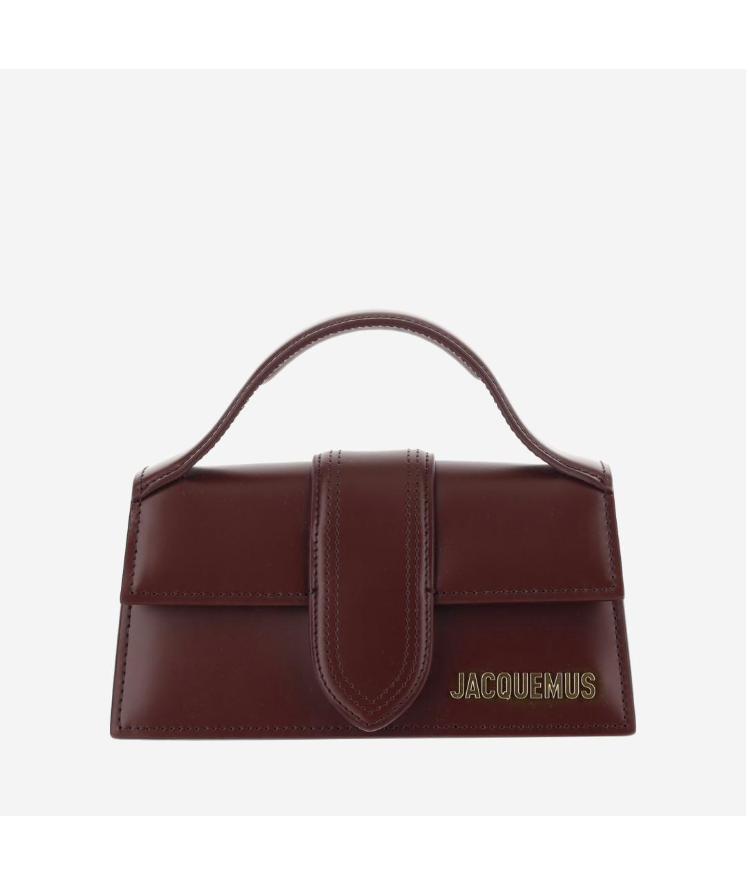 JACQUEMUS Бордовая кожаная сумка с короткими ручками, фото 6