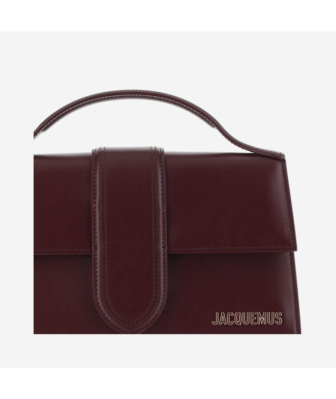 JACQUEMUS Бордовая кожаная сумка с короткими ручками, фото 5