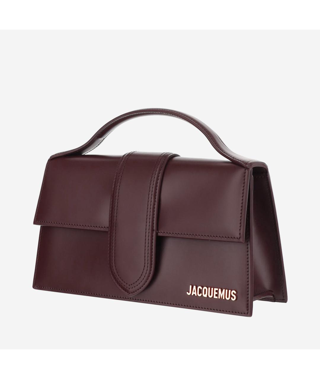 JACQUEMUS Бордовая кожаная сумка с короткими ручками, фото 2