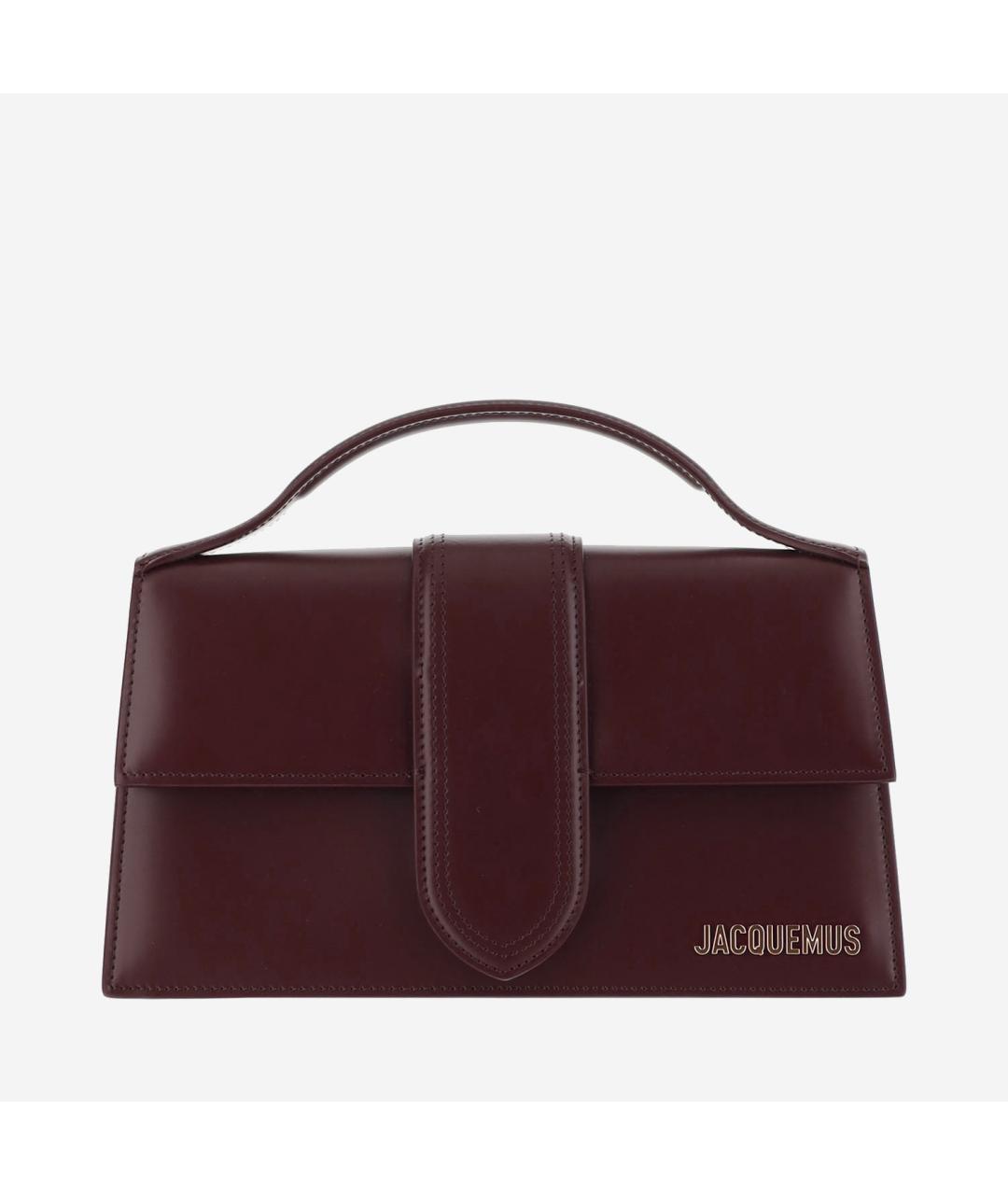 JACQUEMUS Бордовая кожаная сумка с короткими ручками, фото 6