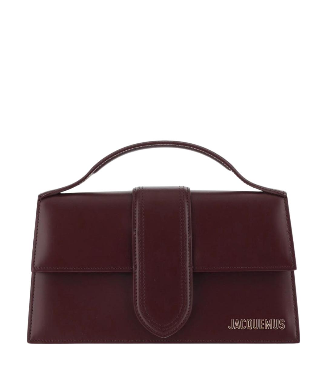 JACQUEMUS Бордовая кожаная сумка с короткими ручками, фото 1